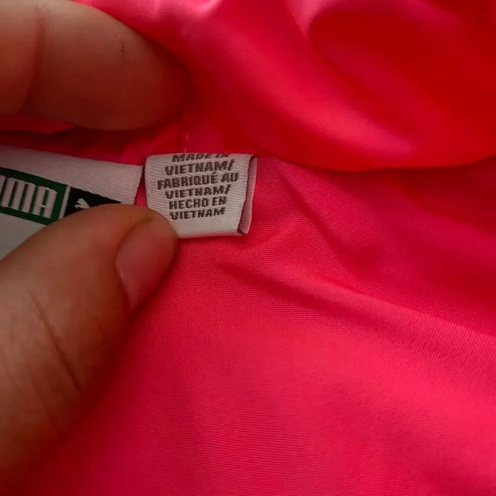 Puma Girls Pink Puffer Vest Size S 7/8 Quilted Zip Up Winter Outerwear